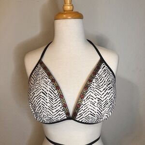 Coco Cabana Swim Plus Size 1XL Zebra Print Halter Bikini Top Tankini NWT